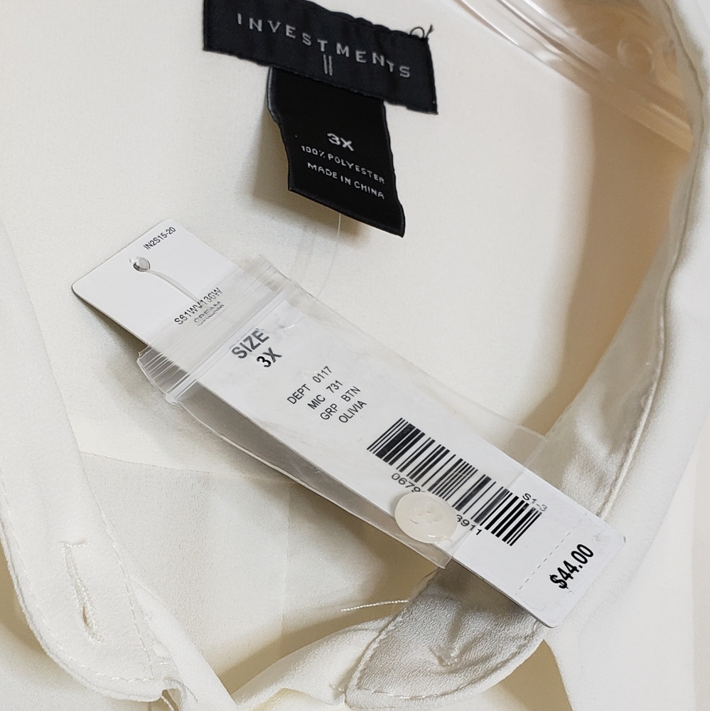 NEW Investments Ivory Boyfriend Shirt Vintage - Picture 11 of 13